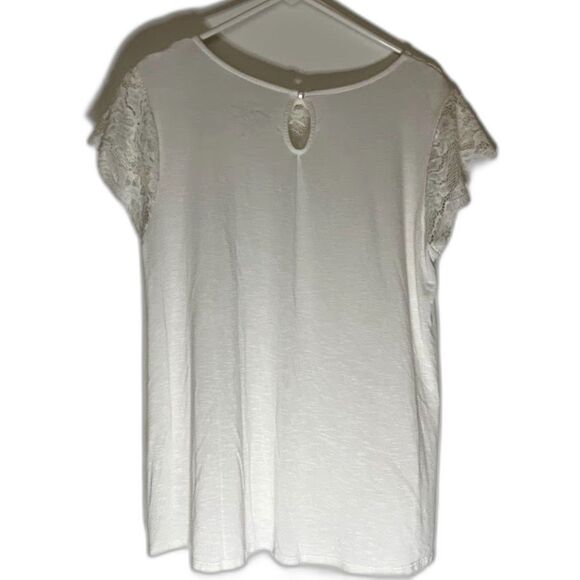 Torrid Super Soft Knits Off White Cottagecore Bohochic Lace Cap Sleeve Blouse 1X - Picture 5 of 5